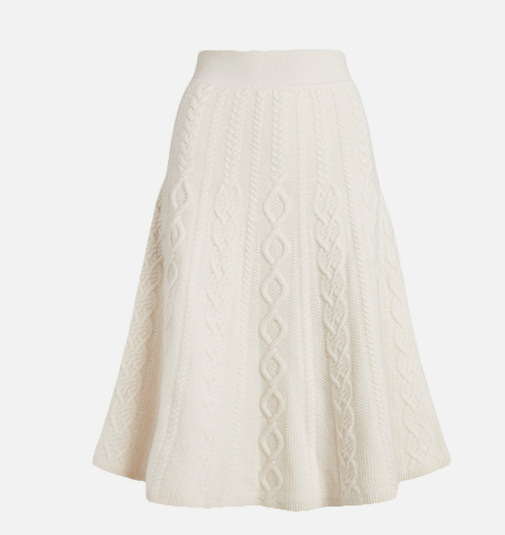 US$498 Polo Ralph Lauren wool cashmere cable knit skirt M